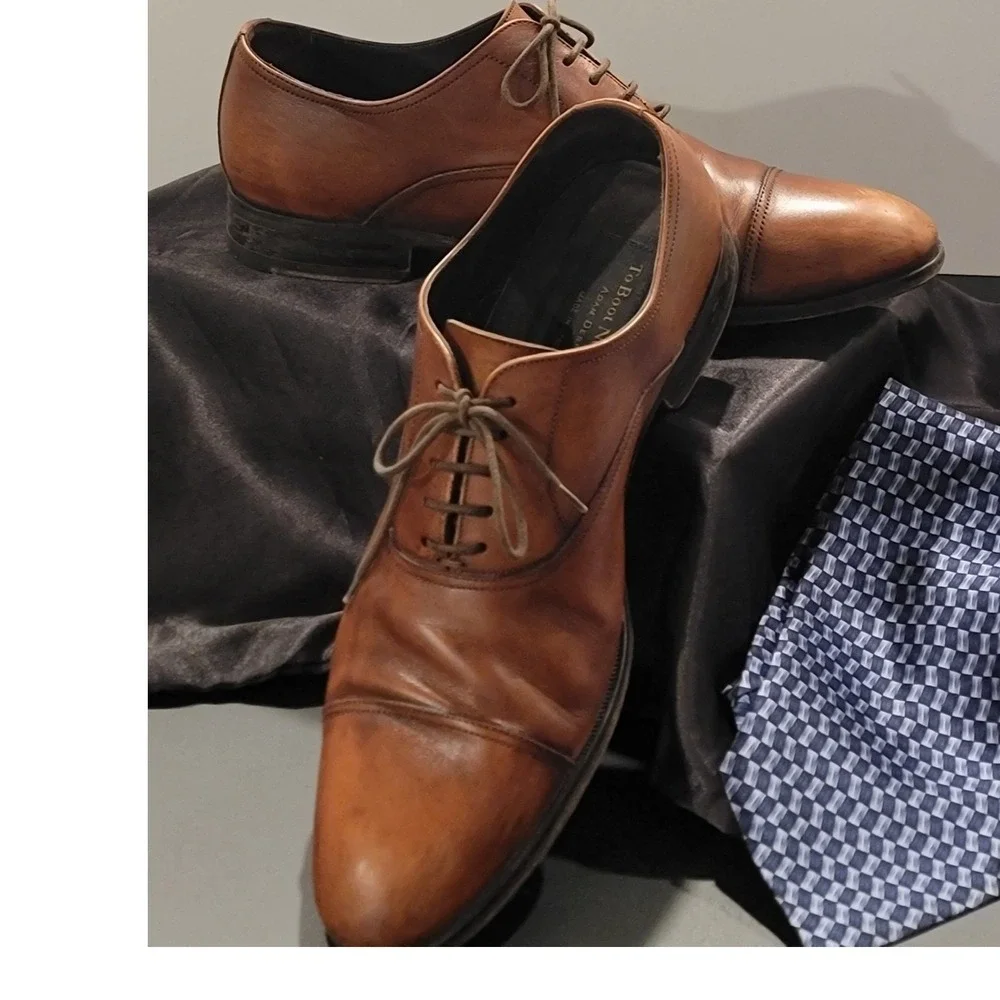 To Boot New York Adam Derrick Mens Tan Brown Leather Cap Toe‎ Oxford Shoes 8.5